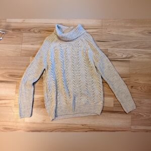 Cozy Cable Turtleneck Sweater in Light Beige